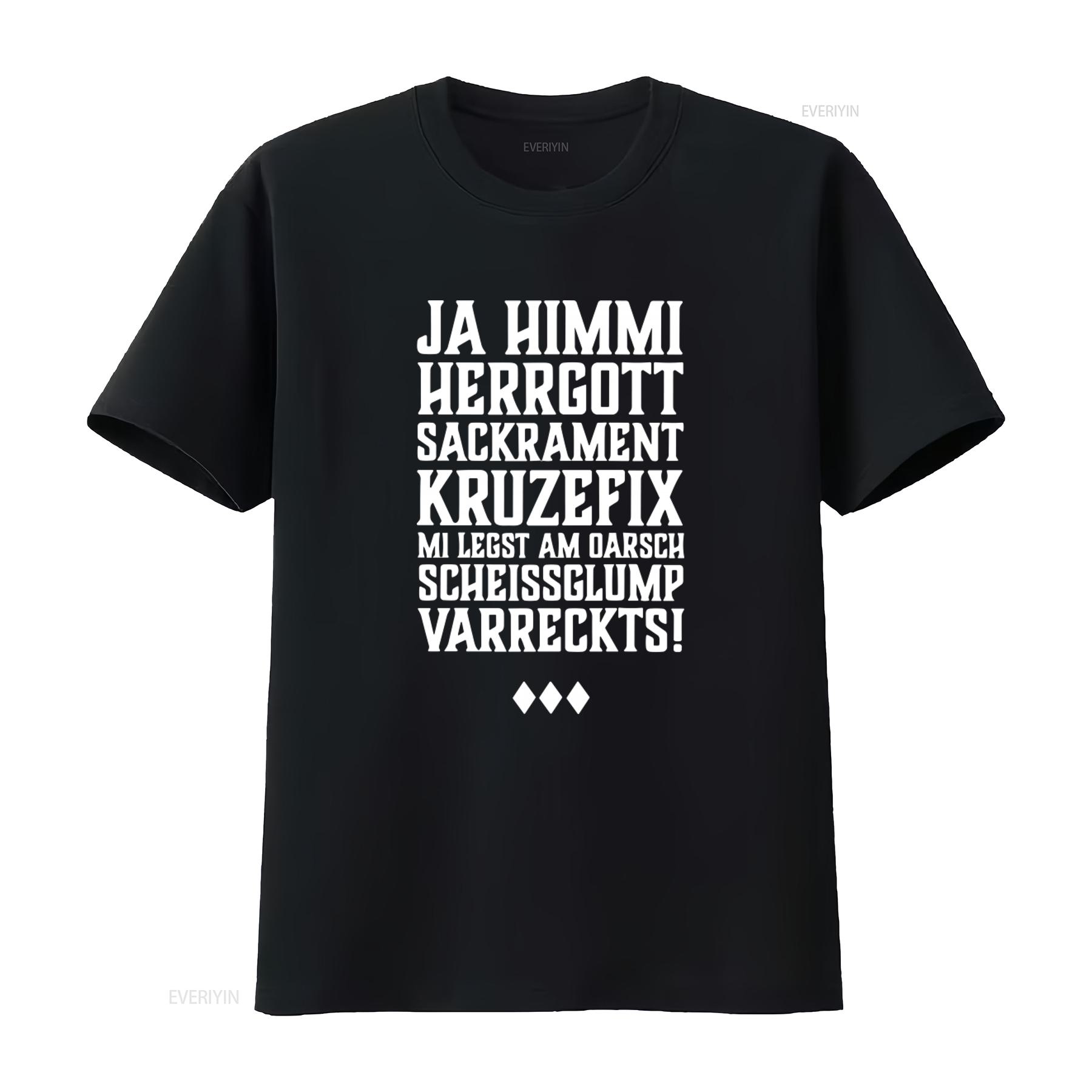 

Mens Ja Himmi Herrgott Sacrament Kruzerfix T Shirt Unique Print Design for Fun and Style vintage Washed Casual Versatile 4XL