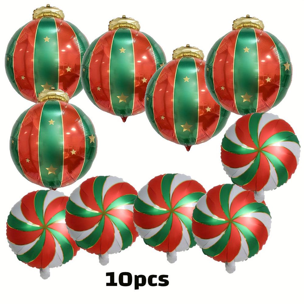 

10PCS Christmas Candy Balloons Red Green Candys Foil Balloon Christmax New Year Hanging Sweetland Balloons for Christmas Party O&Other