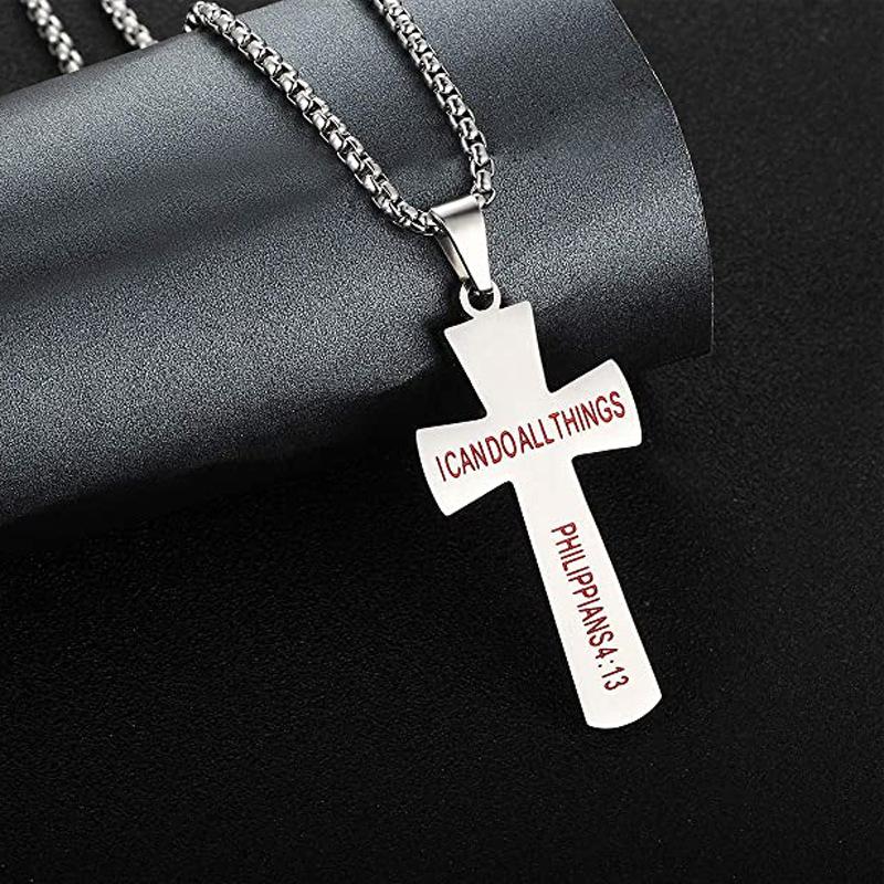 Stainless Steel Lucky Baseball Cross Chain Pendant Necklace for Men Boy