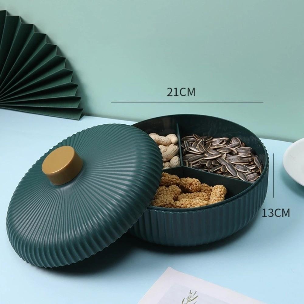 

Plastic Candy Tray Snack Plate with Lid Round Dried Fruit Plate Storage Tray Kitchen Accessories Serving Plates Entertaining зелёный