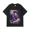 275 GSM Washed T-shirts 100% Cotton Jujutsu Kaisen V55 Toji Print Unisex Heavy Cotton T Shirt
