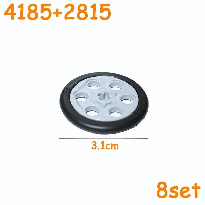 Non-Toxic Technical Tire Wheel Cross Hole Set Car Truck Wheels Hub Bricks Moc Motorcycle Tyre & Rim Construction Building Blocks Toys