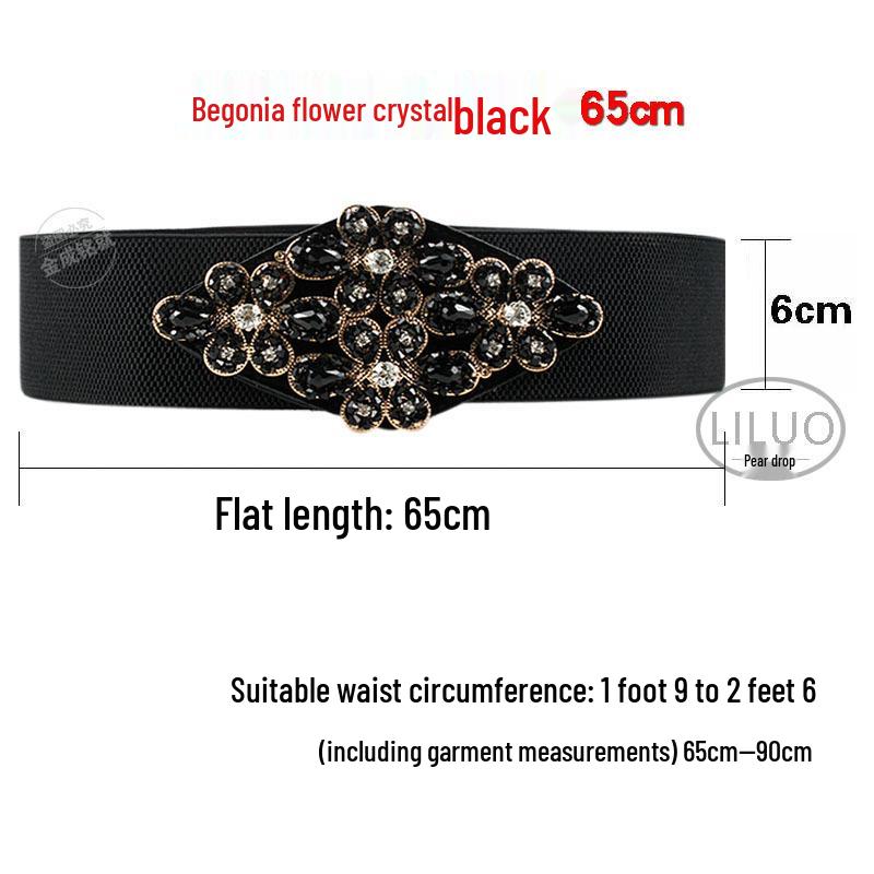 Crystal Rhinestone Elastic Waist Belt for Women's Dresses and Sweaters