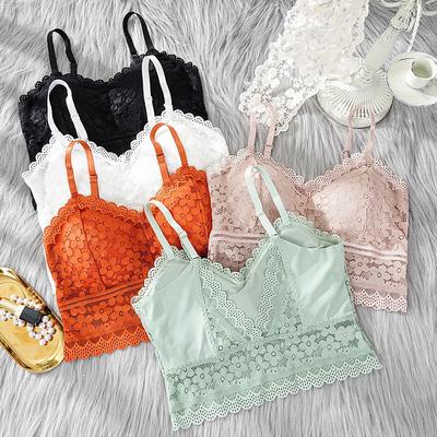 Women Lace Bras Top Comfortable Bralette Solid Color Add Pad Lingerie Beauty Back Underwear Sexy Vest Female Wireless Bra