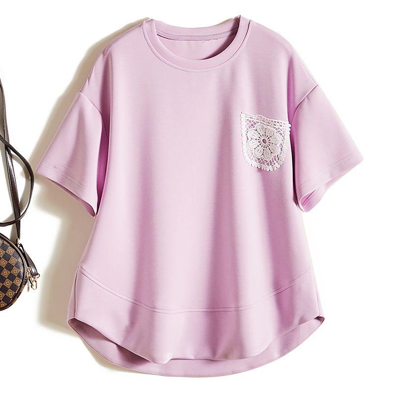 

Oval Tops! Export Daily Order Elegant Women s Air Cotton Purple Drape Short Sleeve Loose T-shirt Amoi Bi Light purple L