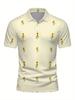 Men's Short Sleeve Polo Shirt with Flat Digital Print Pattern - No Texture