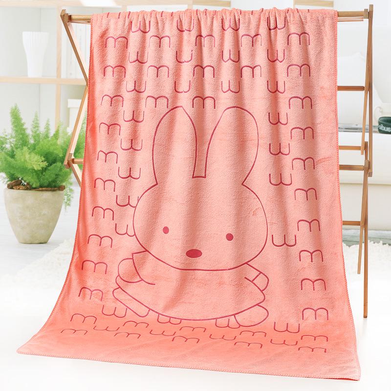 Microfiber Bath Towel Bibulous Cartoon Rabbit Head Printed Beach Towel Adult Towel Soft and Lint Free