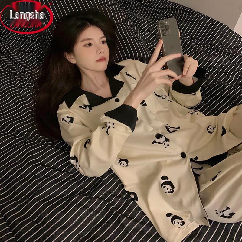 Langsha Women s Breathable Long-Sleeve Pajama Set M