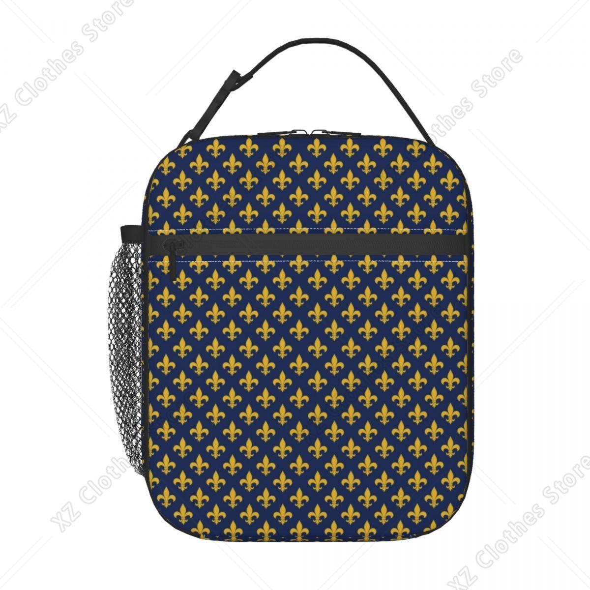Fleur De Lis Lily Flower Insulated Lunch Bag for Women Leakproof Cooler Thermal Lunch Box Kids School Children One Size