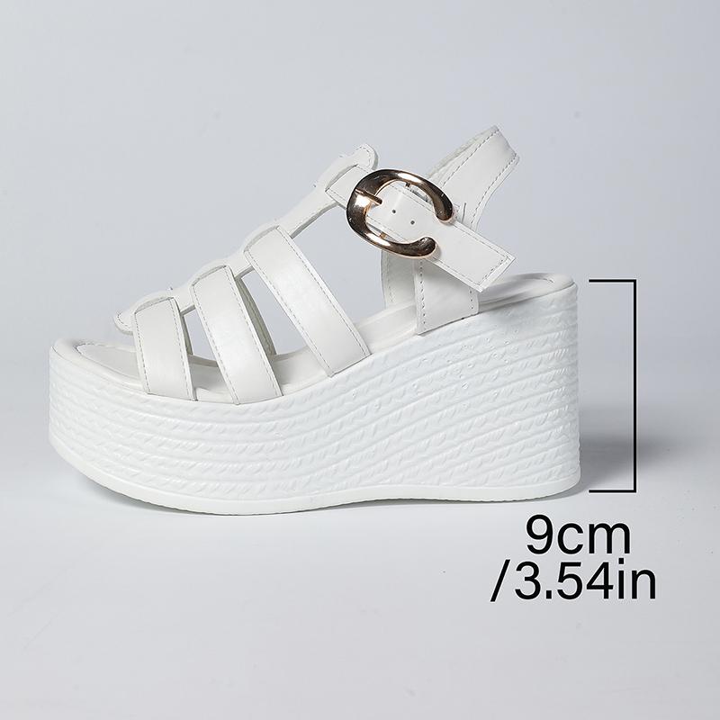 Fashion Roman Style Women's Wedge Heel Sandals Thick Bottom Buckle Strap Gladiator Sandals Woman Summer White Chunky Platform Sandalias