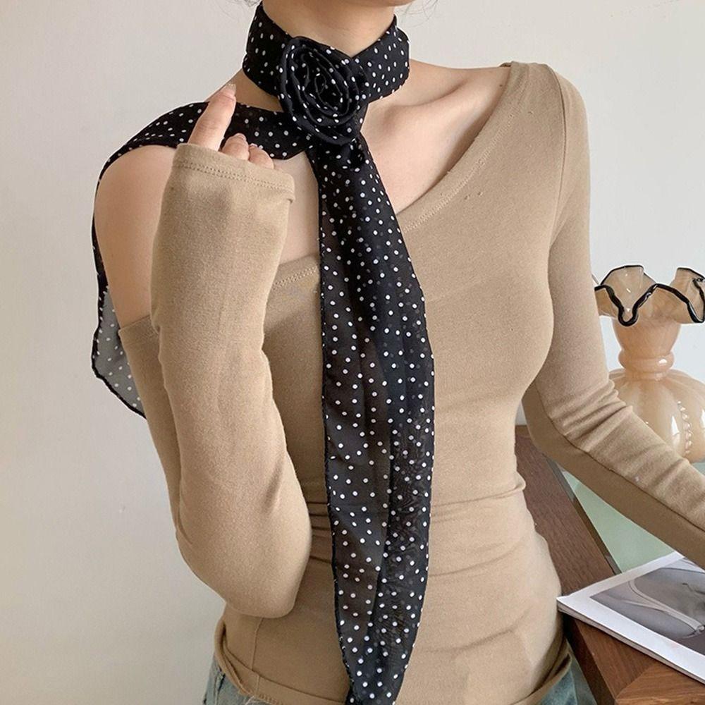 Large Size Long Silk Scarf Summer Hair Band Fashion Long Ribbon Belt Tie  For Women