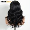 FREEDOM Synthetic Lace Front Wigs For Women Ombre Brown Blonde 18 Inch Body Wave Lace Wig With Bangs Heat Resistant Cosplay Wig