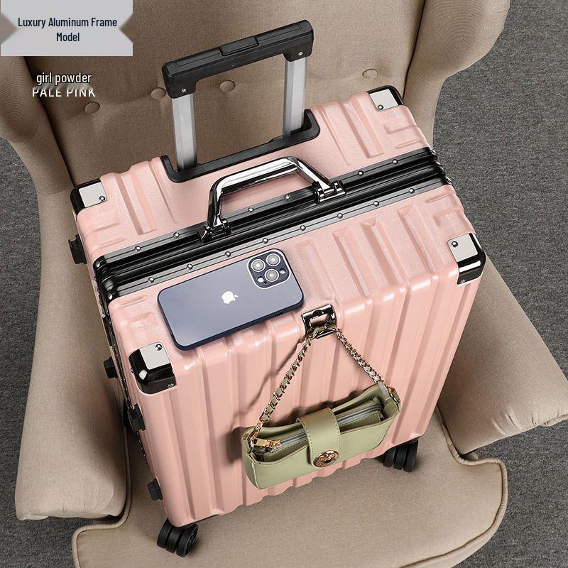 Durable Aluminum Trolley Suitcase with Silent Wheels, Large Capacity, Combination Lock - Ideal for Men, Women, and Students