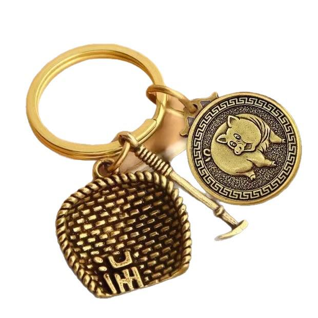 Chiński Mosiężny Retro Kosz do Przesiewania Brelok Ozdoba