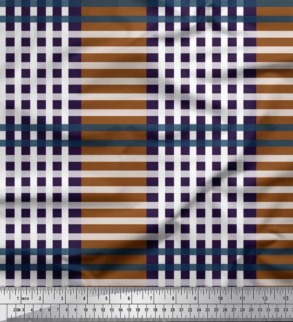 

Тканина з атласного шовку Soimoi. Тканина з принтом у клітинку на метр шириною 42 дюйма 42 Inch Wide - Satin Silk коричневий