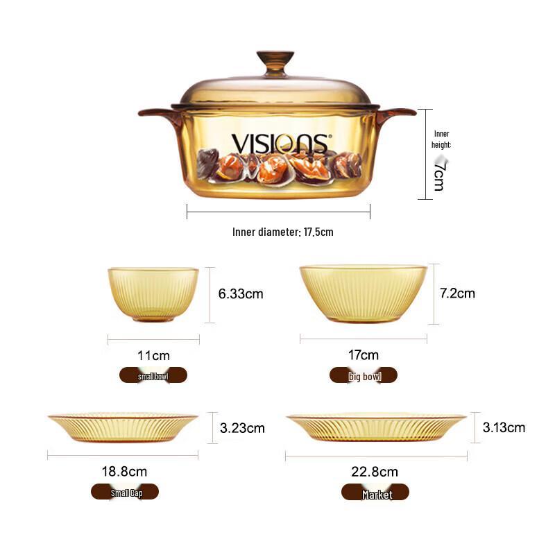 VISIONS Corning Crystal Supreme Heat-Resistant Glass Cookware Set