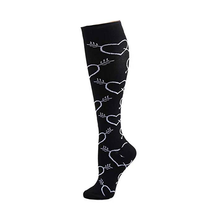 Compression Stockings Men Women Running Stripes Dots Love Claws Stars Sport Flight Nylon Varicose Veins Knee Long Socks