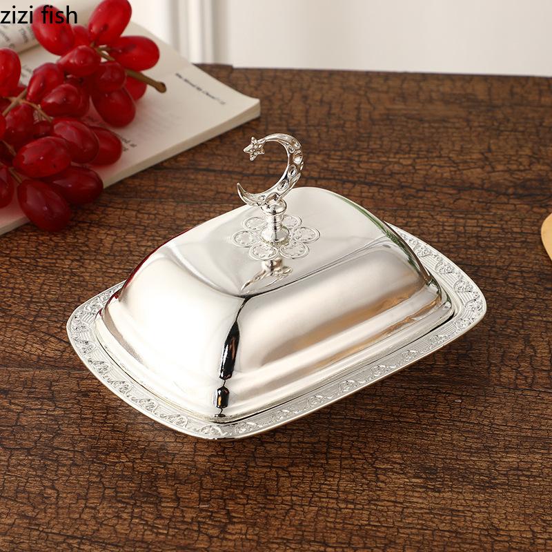 Metal Tray with Lid Dim Sum Dish Pastry Plate Fruit Plates Cake Stand Display Trays Jewelry Tray Decorative Plate Storage Trays