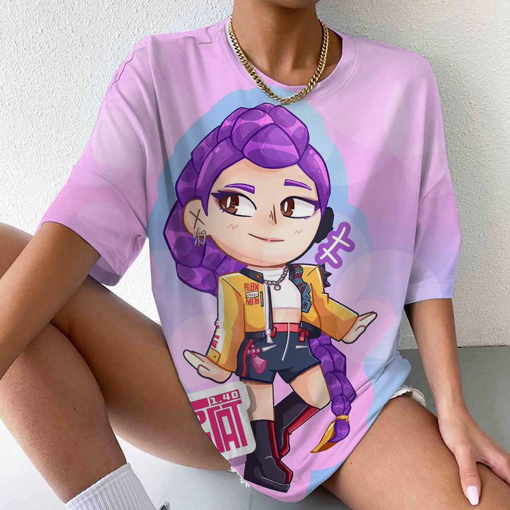 Women'S Casual Short Sleeve T-Shirt with K-Pop Demon Hunter Graphic Print Soft Breathable Fabric Regular Fit Round Neck Tee