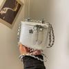 Trendy Versatile Chain Shoulder Bag For Women Chic Mini Box Design In Black