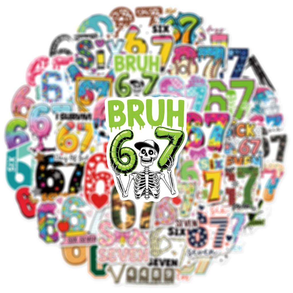 100PCS Cartoon Fun Numbers 6-7 Graffiti Stickers Waterproof for Luggage Water Cups Scooter