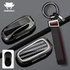 For Tesla Model 3 Y S Model X Zinc Alloy Carbon Fiber Car Key Protection Shell Cartoon Smart Remote Key Cover Car Accessories