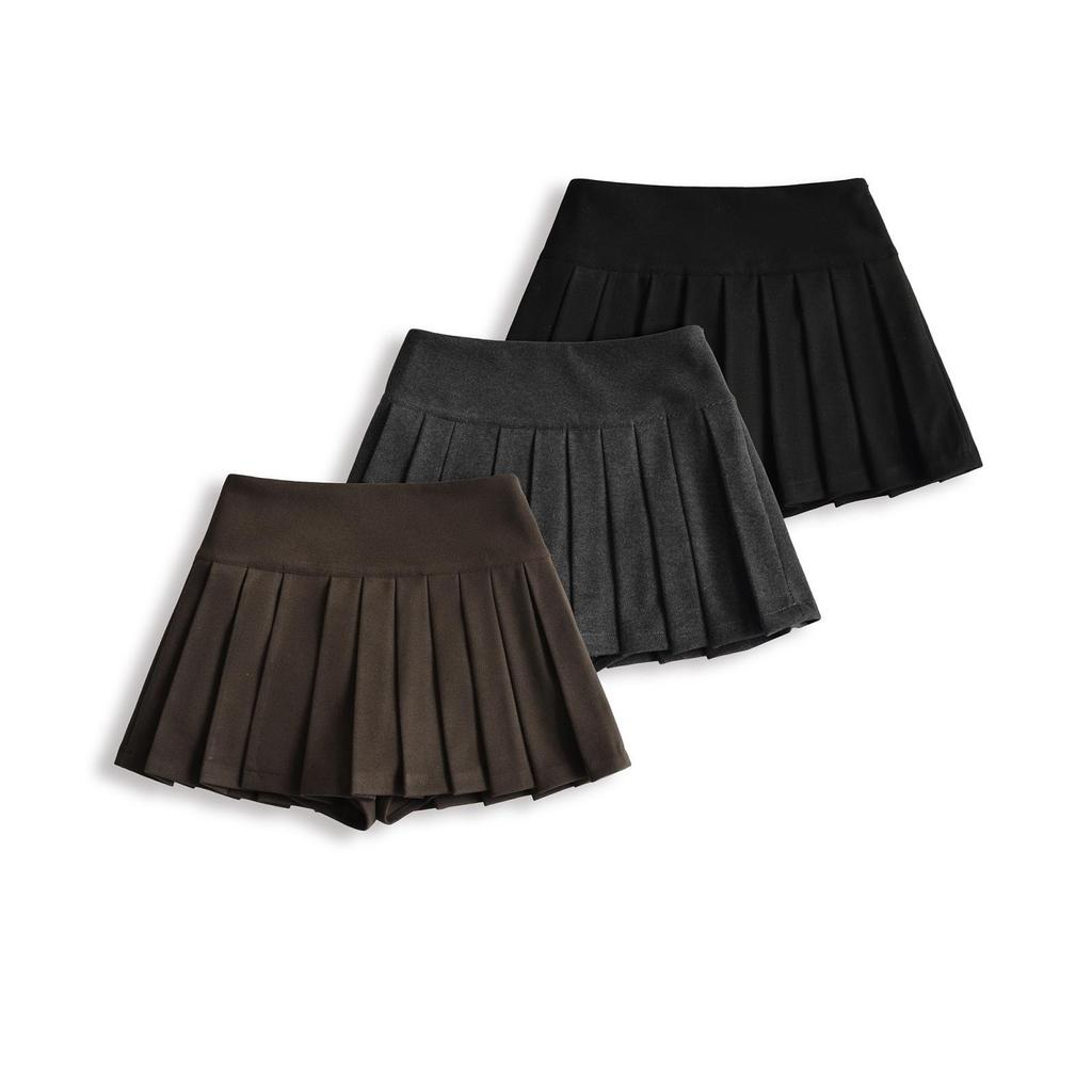 2026 New College Style Spicy Pleated High-Waisted Mini Skirt with Sexy Slit and Anti-Exposure Design