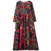 Frühlingshaftes Blumen-Urlaubs-Stil Reise Rundhals Locker Lässig Retro Langer Rock mit Fleischbedeckendem Langarmkleid für Frauen Kleider