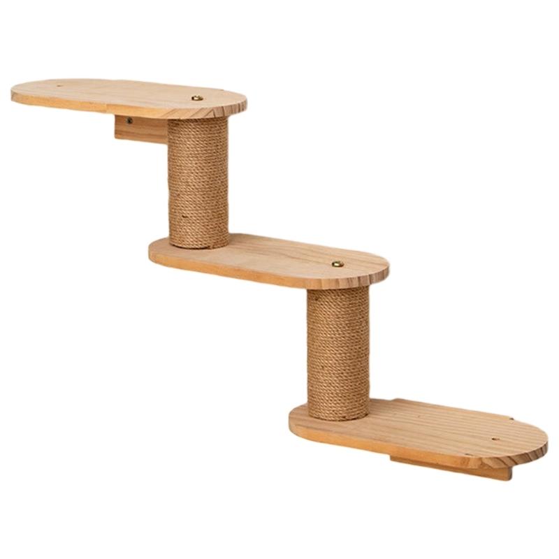 Corner Mounted Cats Shelving System Vertical Climbings Shelf Space With Reinforced Wood Panel Secure Wall Installation