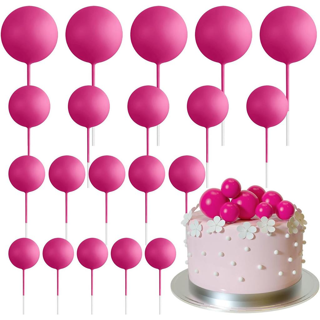 20 Pcs  Mini Balloons Sticks Red Balls Cake Picks Cake Topper Balls Cake Decorations for Wedding Birthday Cake Decorations