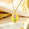 Opening and Closing Lid Photo Locket Pendant Necklace Titanium Steel Glazed Flower Choker  Girl