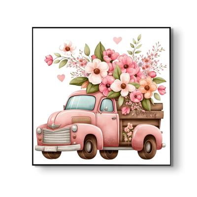 1 Set Rhinestone Flower Car Painting 5D DIY Decorative Artwork Rhinestone Drawing for Stunning Accomplished Finish