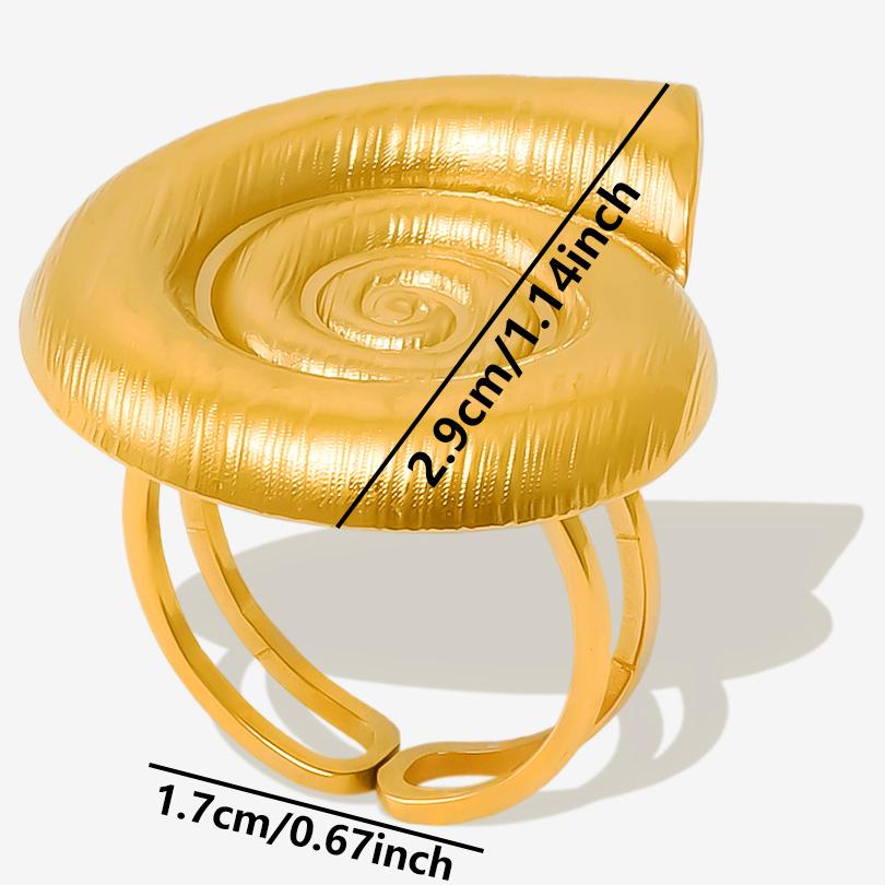Ocean/Marine Animal Jewelry Set Real Gold Plated Stainless Steel Conch Necklace/Ear Studs/Rings For Women Accessories No Tarnish