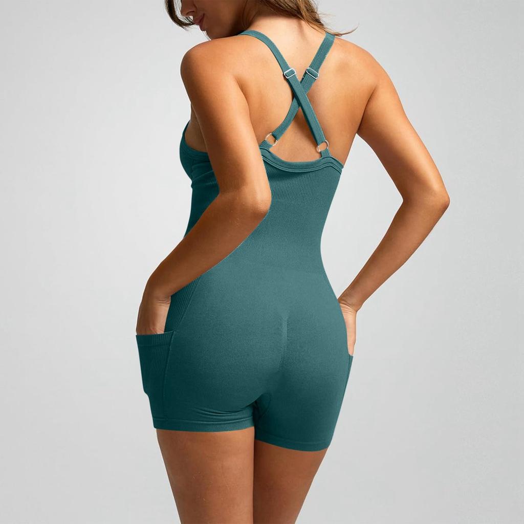 Women's Fashionable Color Round Neck Tight Back Yoga Suit Yoga Jumpsuit