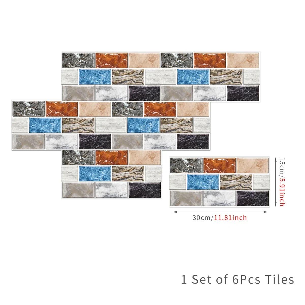 

6 шт. 15 см*30 см креативные наклейки на плитку с кирпичным узором кухонные жиростойкие наклейки самоклеящиеся настенные украшения