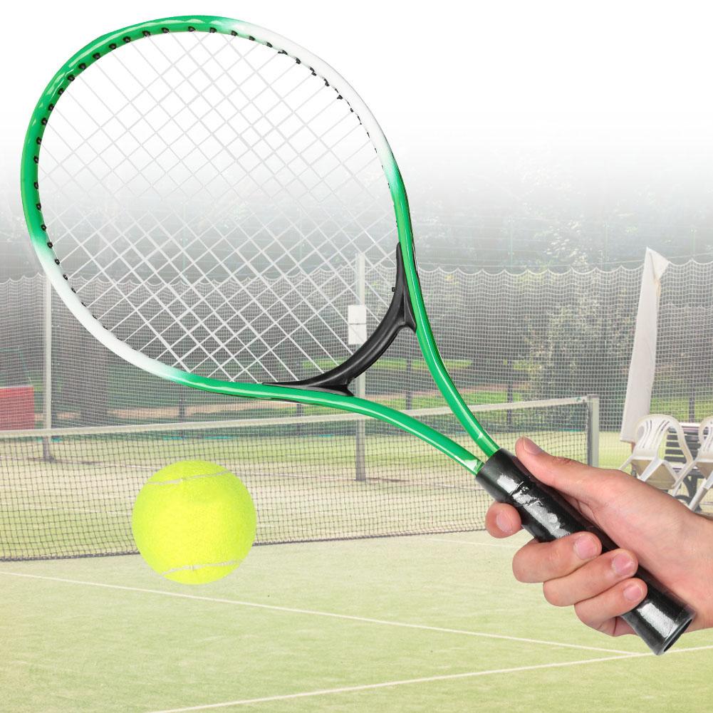 Iron Alloy Children Tennis Racket Beginner Practice Racquet with and Carry Bag(Green)