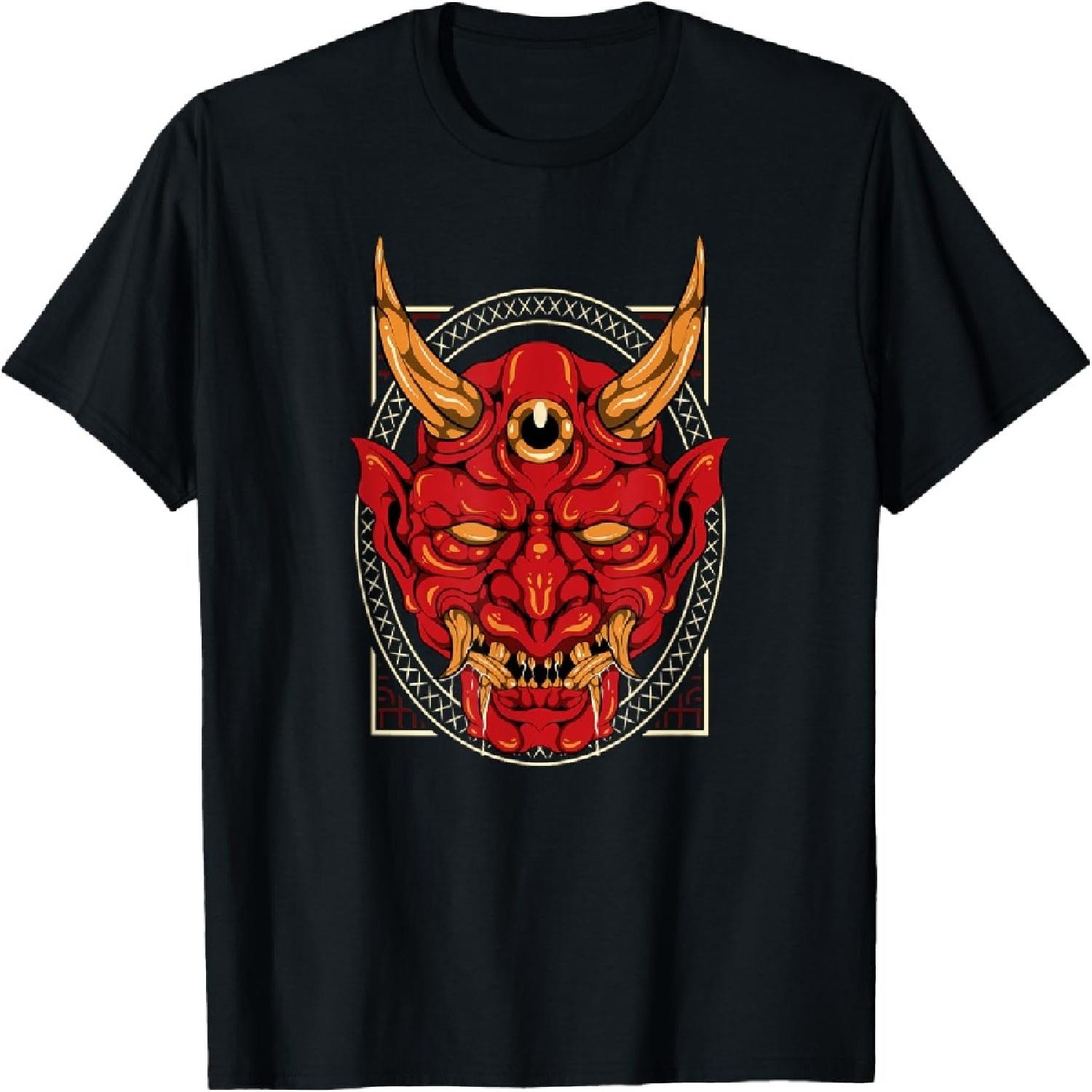 Japanese Oni Mask Demon - Harajuku Yokai Devil T-Shirt S