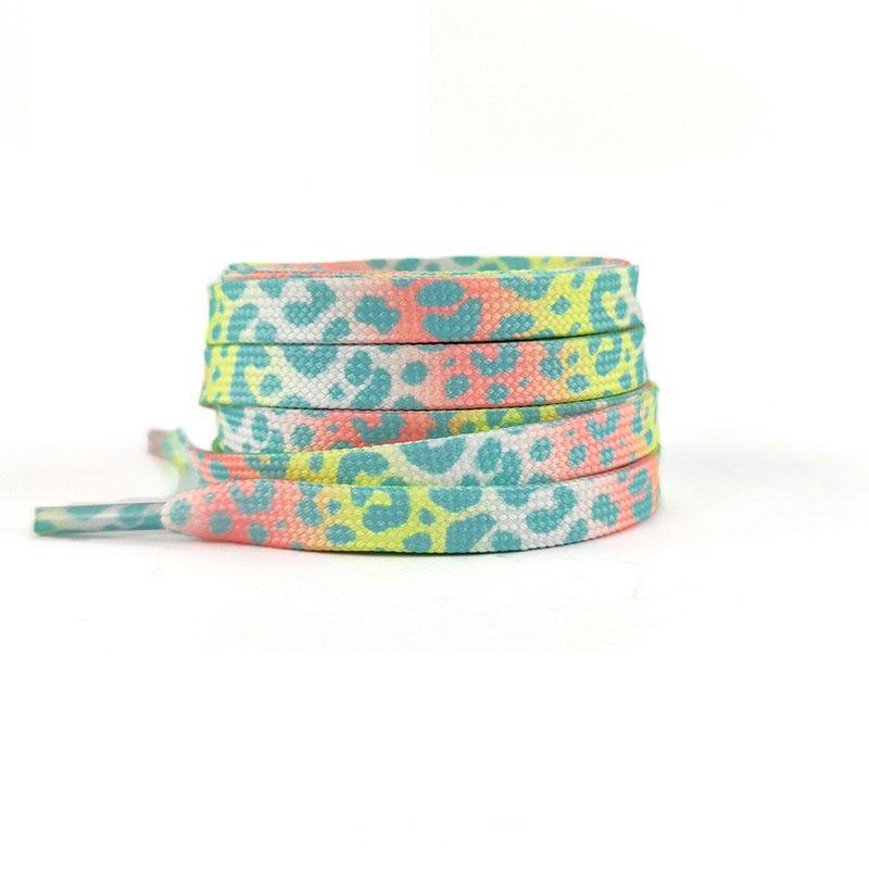 Fashion Flat Shoelaces for Sneakers Color Leopard Print Tie-dye Gradient Shoelace Rope Men Women for AF1 AJ1 Canvas Shoe Laces