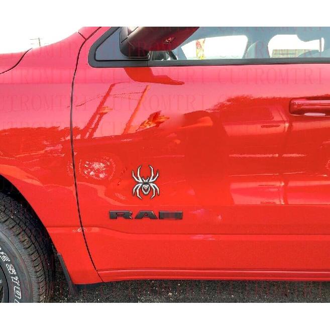 1pc  New Spider Emblems 3D Fender Rear Door Badges Sticker Replacement for F-150 Silverado Sierra RAM Black Widow Edition (Chrome)