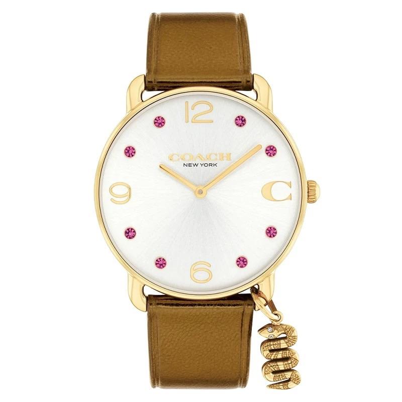 Coach Elliot Series Watch Quartz Movement Leather Strap 36Mm Silver Dial Women watches 14504449 Silver Dial