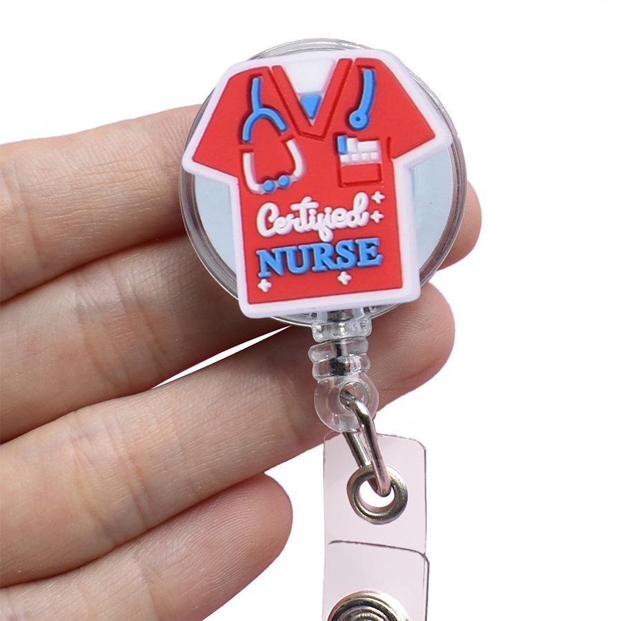 Catramă retractabilă medicală de desene animate Doctor Asistentă Licență de muncă Snur creativ ușor de trage Cataramă Certificat Nume de marcă