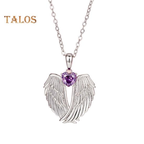 Angel Wings Necklace Rhinestone Hug Guardian Wings Pendant Necklace Zircon Birthstone Jewelry Gift for Her