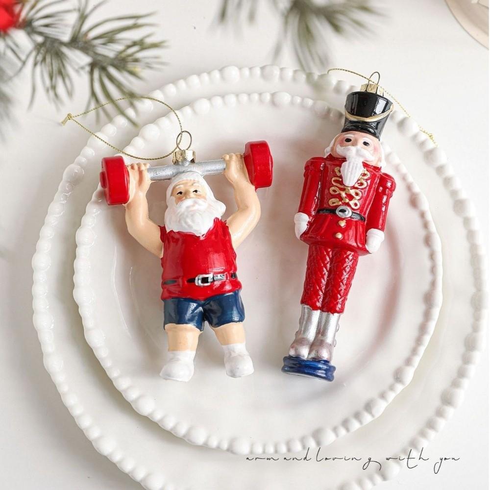 Red White Painted Christmas Ornaments Plastic DIY Christmas Tree Pendant Christmas Tree Hanging Ornaments