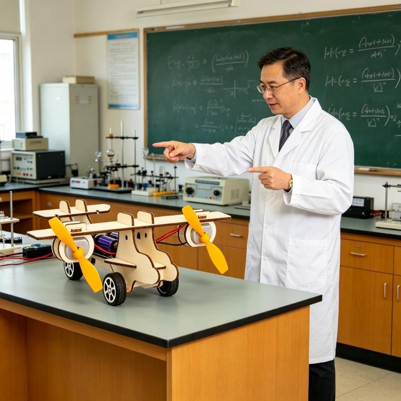 Assembly Wooden Double Engine Aircraft Model Toy Aerodynamics Experiment Demonstration Tool for Classroom Teaching