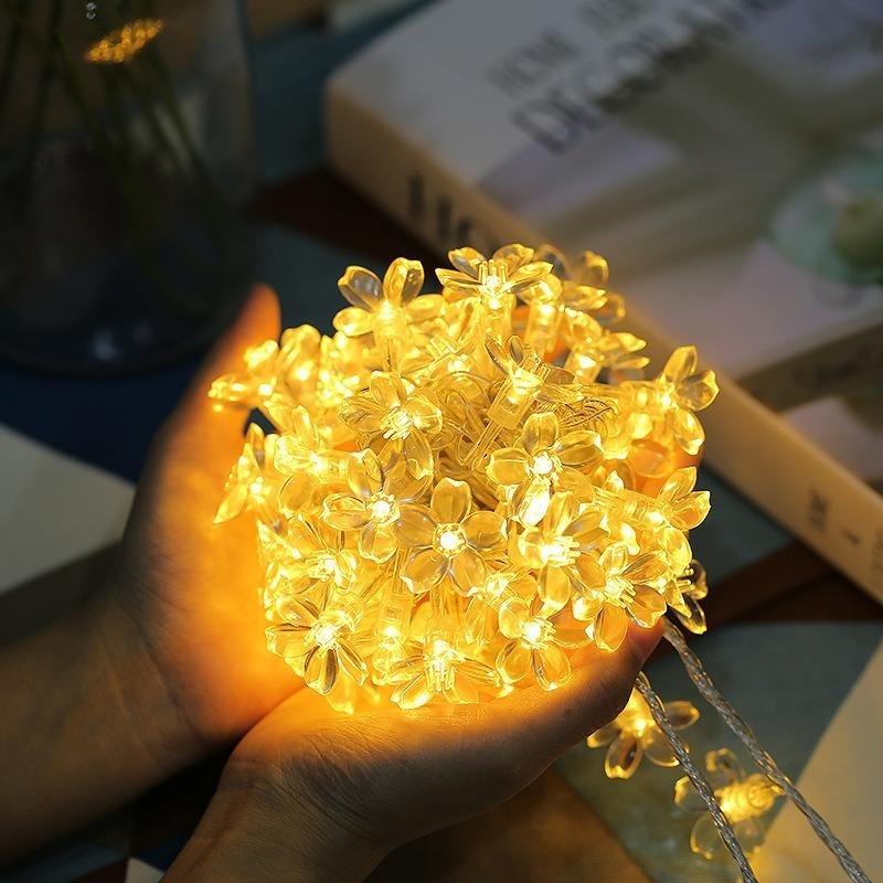Outdoor Garden Sakura Flower Solar Lamp 10/20/50LED String Fairy Lights Solar Garlands Garden Christmas Courtyard Decor