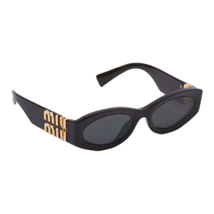 MIU MIU Logo-Embellished Oval Sunglasses for Women In Black (Prescription Available)