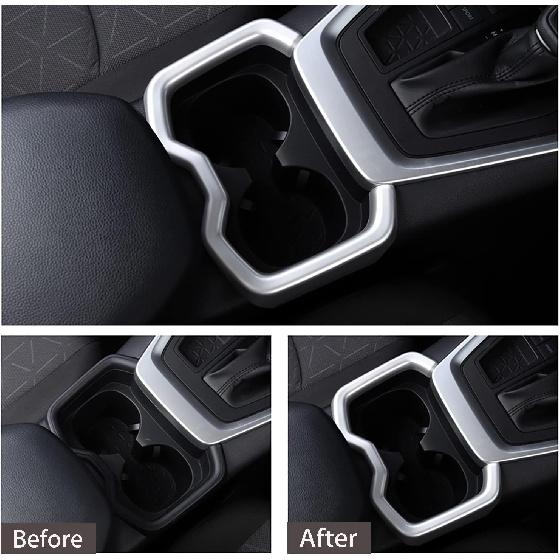 2019 2020 2021 2022 for Toyota RAV4 Car Accessories Interior Center Console Water Cup Holder Frame Cover Trim ( Glossy Chrome Style ABS 1pc