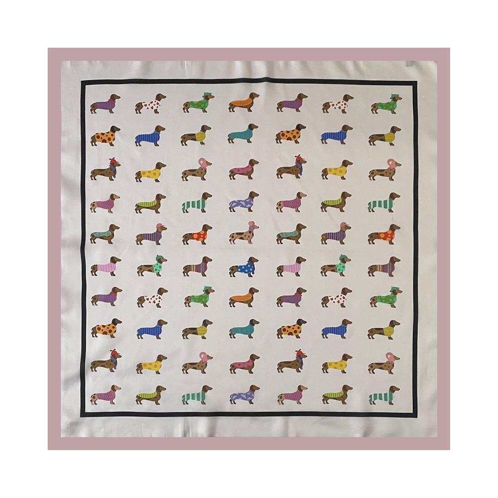 Y2K Dachshund Print Print Scarf Geometric Shape Animal Printed Silk Scarf Punk Bandana Outdoor розовый