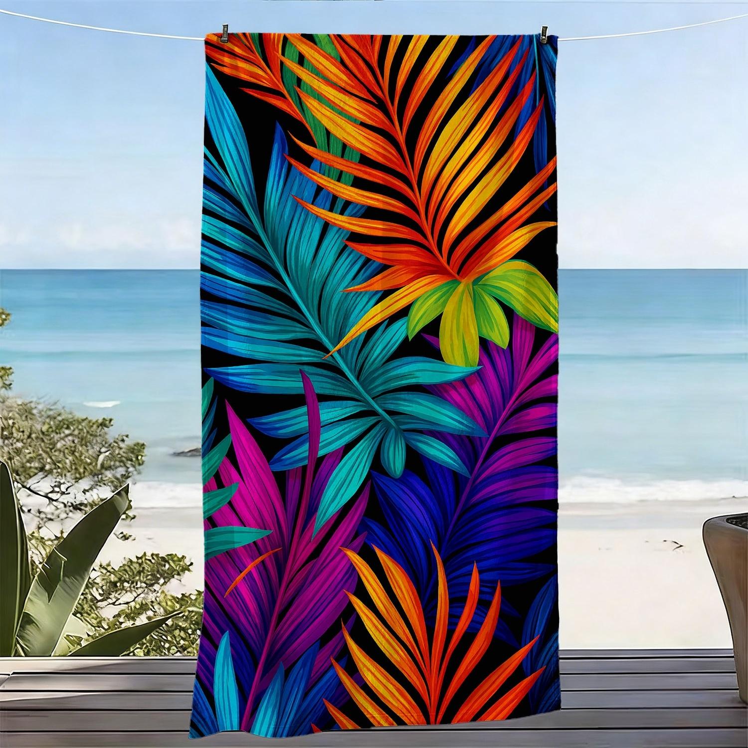 

Tropical Palm Leaf Print Microfiber Beach Towel Oversized Bath Towel Suitable for Pool Spa Vacation Quick-Dry Super Absorbent W30*H60(CM)