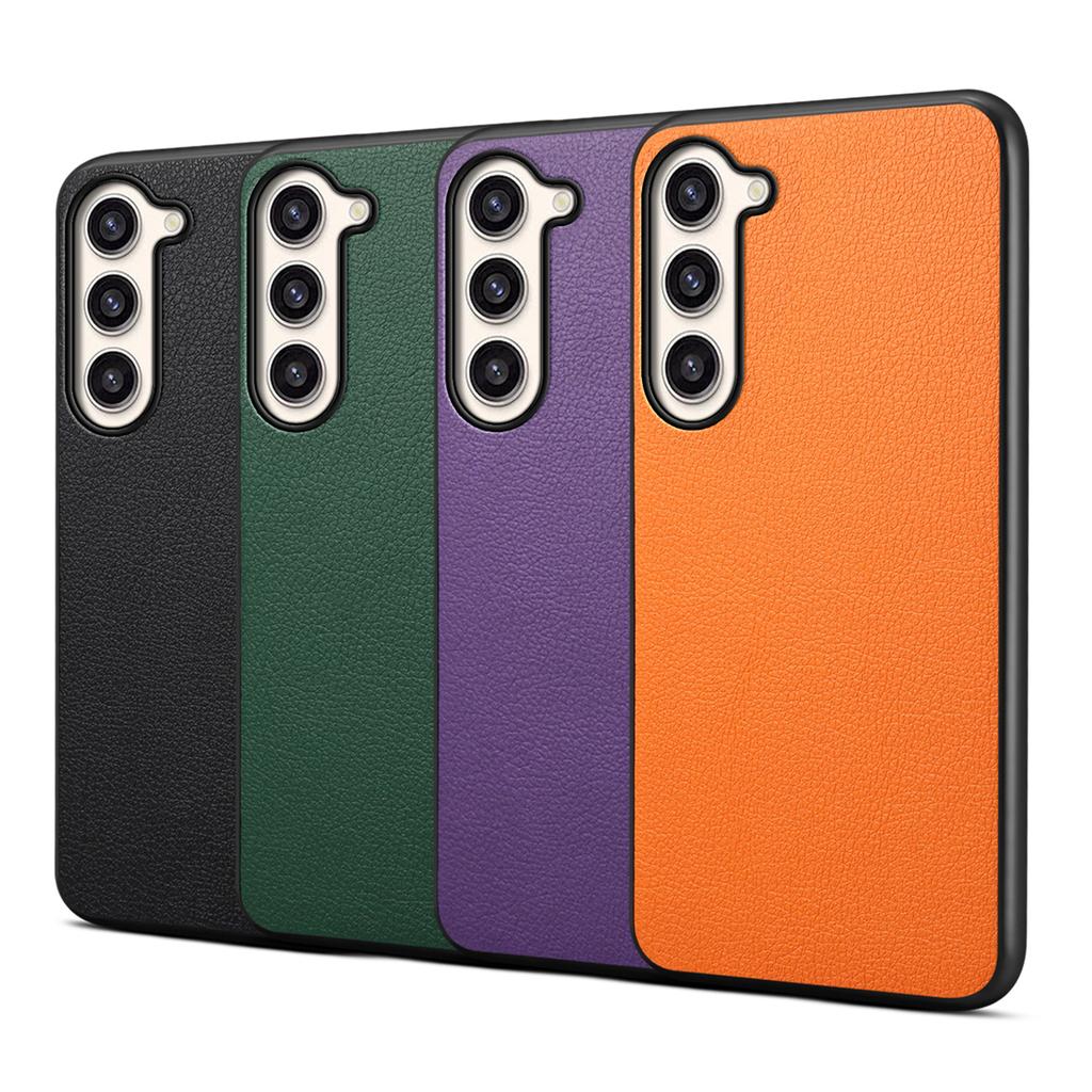 For Samsung Galaxy S23+ Slim Case Calf Texture PU+PC+TPU Phone Cover